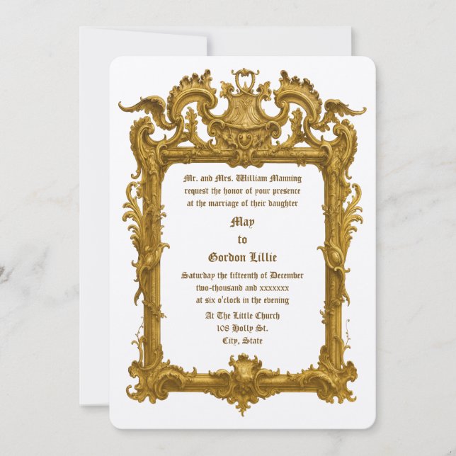 Baroque Rococo Color Frame With Rocaille Volutes  Invitation (Front)