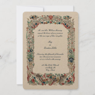 Baroque Rococo Colour Floral Altar Border Invitation