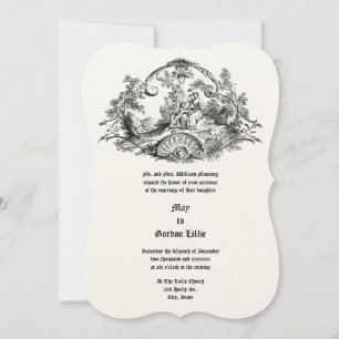Baroque Rococo Couple In Cartouche Frame Border Invitation