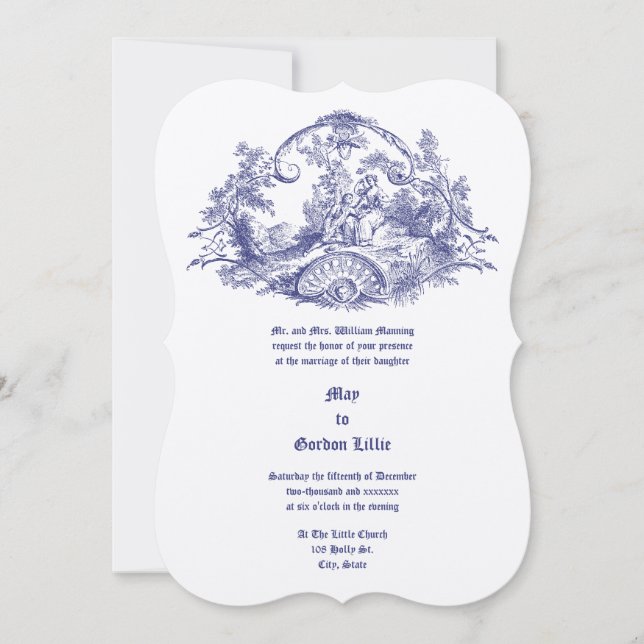 Baroque Rococo Couple In Cartouche Frame Border Invitation (Front)