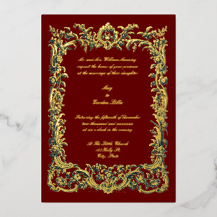 Baroque Rococo Floral Border With Two Hearts