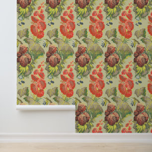 Baroque Rococo Floral Pomegranate Pattern Wallpaper