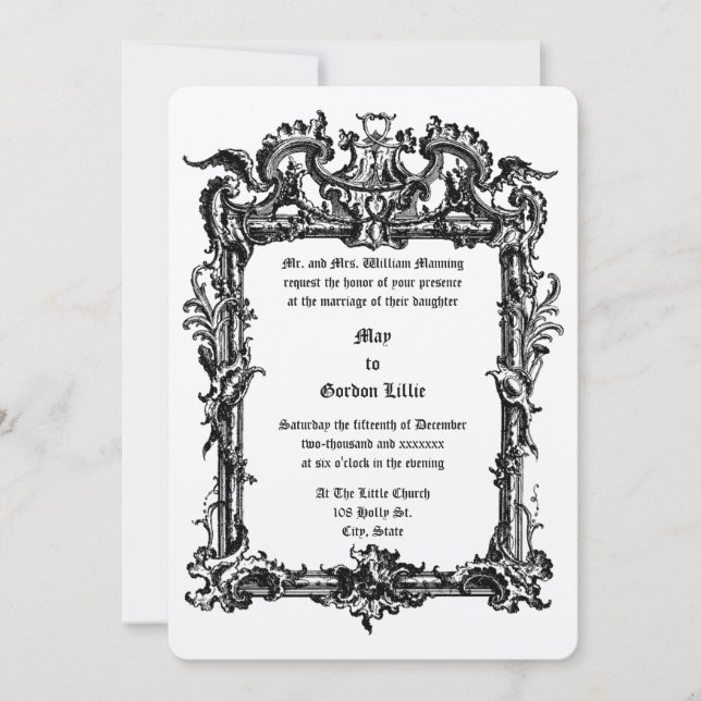 Baroque Rococo Frame with Rocaille Volutes Wedding Invitation (Front)