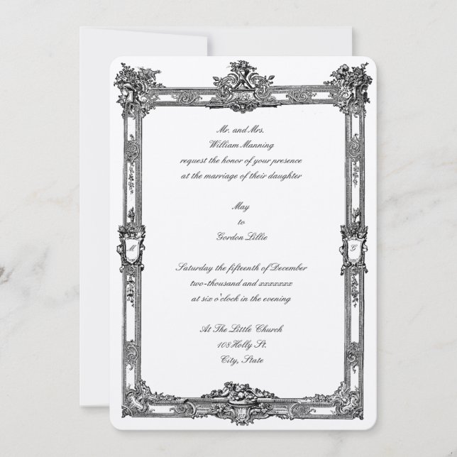 Baroque Rococo Fruit & Floral Frame Wedding Invitation (Front)
