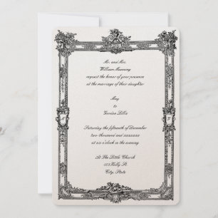 Baroque Rococo Fruit & Floral Frame Wedding Invitation