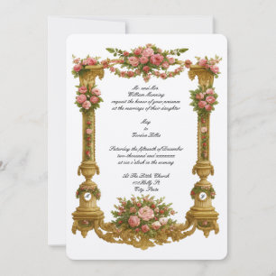 Baroque Rococo Pedestal Color Frame Wedding Invitation