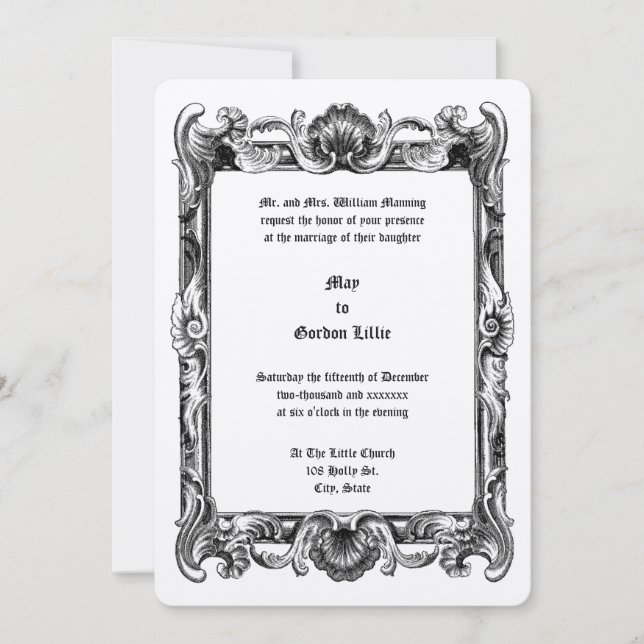 Baroque Rococo Rocaille Frame Wedding Invitation (Front)