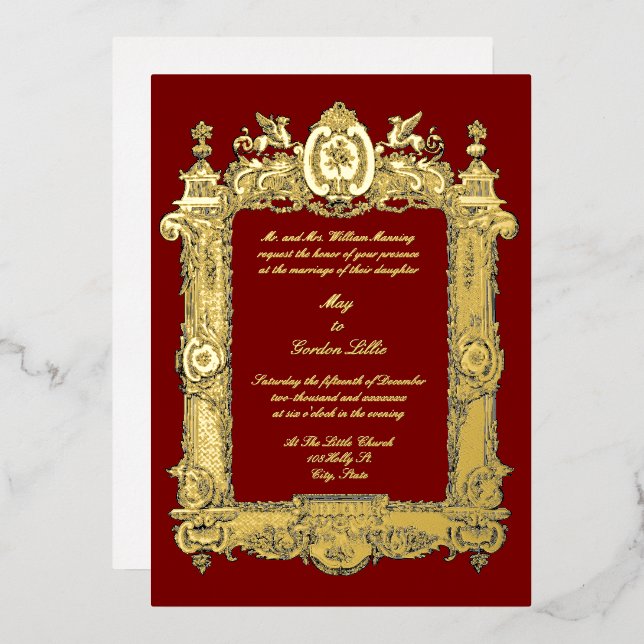 Baroque Rococo Rocaille Griffins Frame Wedding (Front/Back)