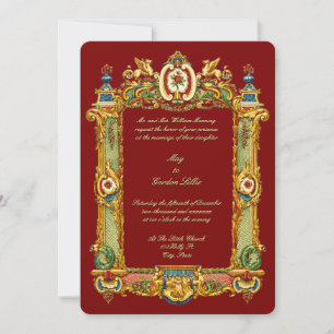 Baroque Rococo Rocaille Griffins Frame Wedding Invitation