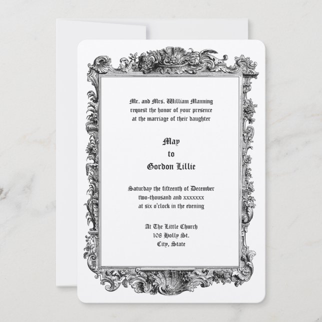 Baroque Rococo Rocaille Seashell Frame Wedding Invitation (Front)