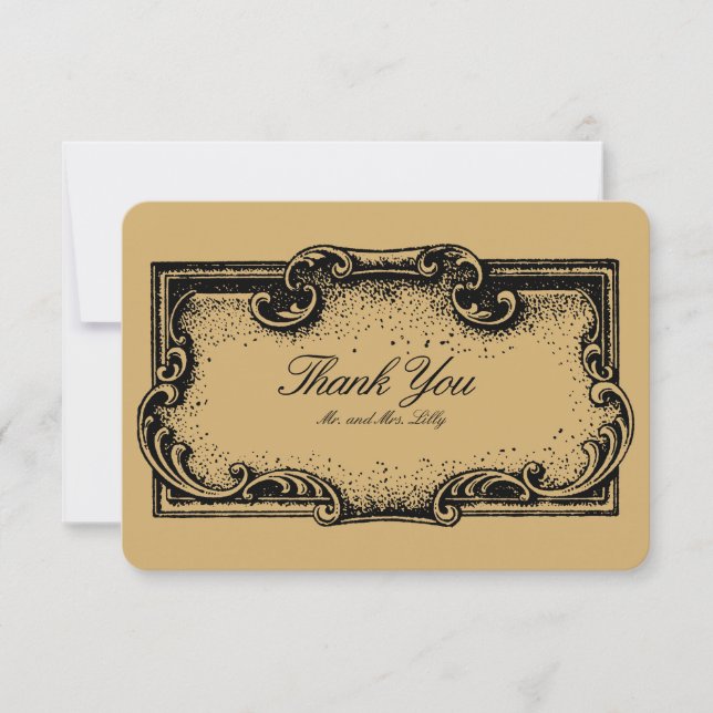 Baroque Rococo Style Cartouche Thank You Card (Front)
