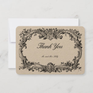 Baroque Rococo Style Floral Border Thank You Card