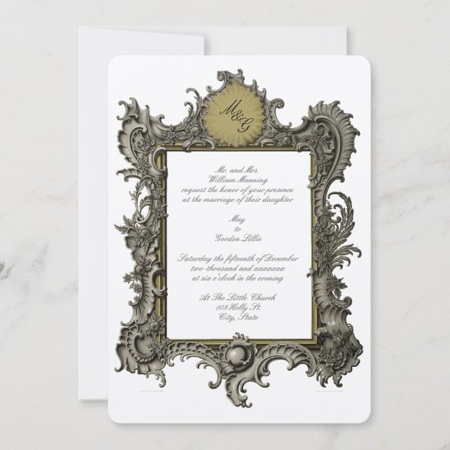 Baroque Rococo Style Frame Victorian Era Wedding Invitation (Front)