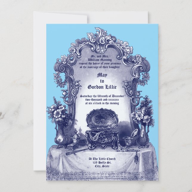 Baroque Rococo Style Vanity Frame Invitation (Front)