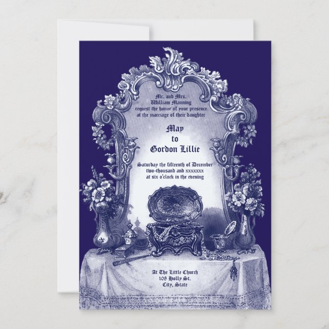Baroque Rococo Style Vanity Frame Invitation (Front)