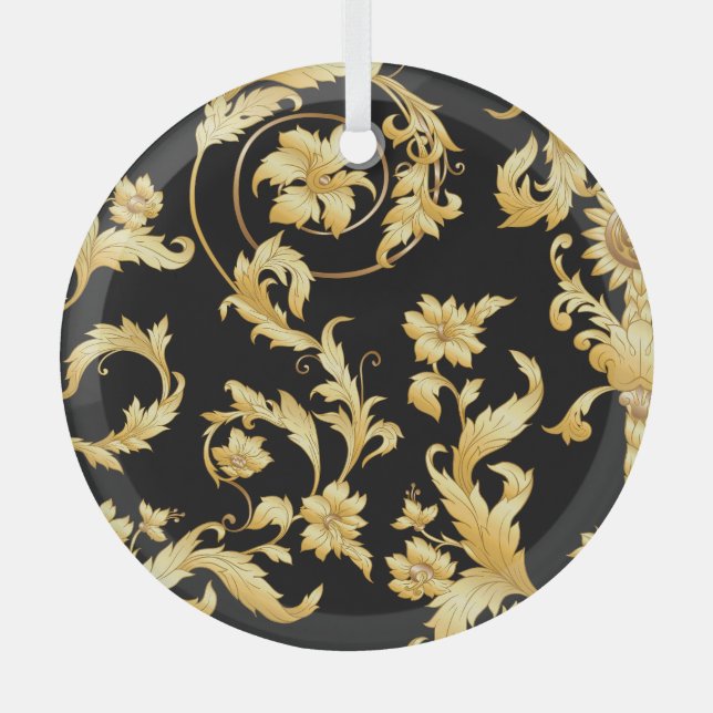 Baroque Rococo, Victorian Floral Pattern. Glass Tree Decoration (Front)