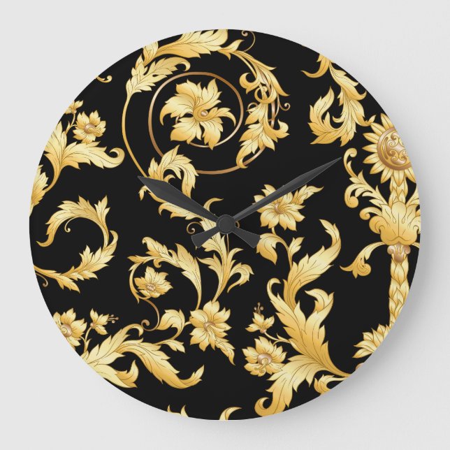 Baroque Rococo, Victorian Floral Pattern. Large Clock (Front)