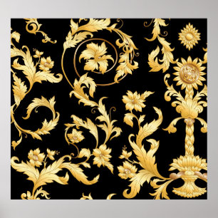 Baroque Rococo, Victorian Floral Pattern. Poster