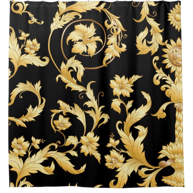 Baroque Rococo, Victorian Floral Pattern. Shower Curtain (Front)