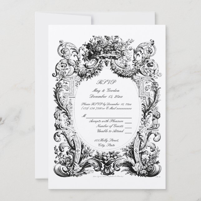 Baroque Rococo Wedding RSVP Template (Front)