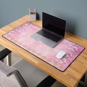Baroque, Rose, Damask, Grunge - Desk Mat