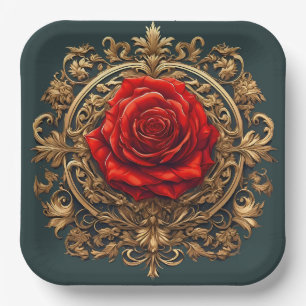 🌸 Baroque Rose Elegant Party Style 🌸 Paper Plate