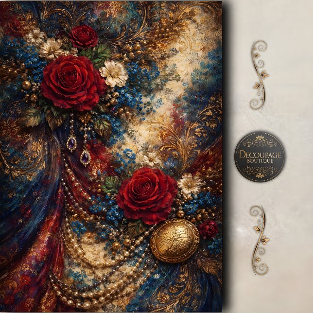 Baroque Rose Gold Luxury Decoupage Tissue Paper (Baroque Rose Gold Luxury Decoupage Tissue Paper)