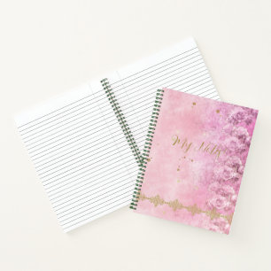 Baroque, Rose, Grunge, Damask - Notebook