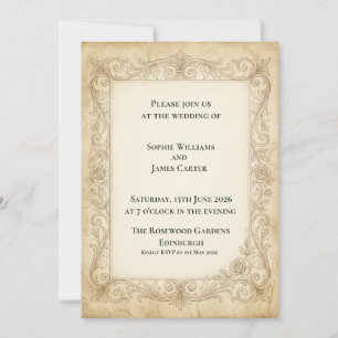 Baroque Rose Wedding Invitation