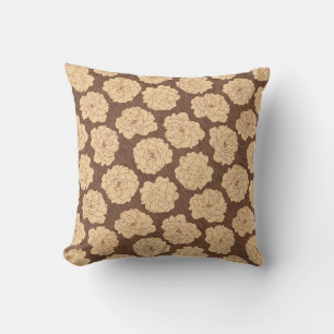 Baroque Roses on walnut brown - seamless pattern. Cushion