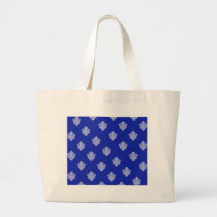 baroque, royal, blue, ornaments, pattern, texture large tote bag