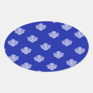 baroque, royal, blue, ornaments, pattern, texture oval sticker