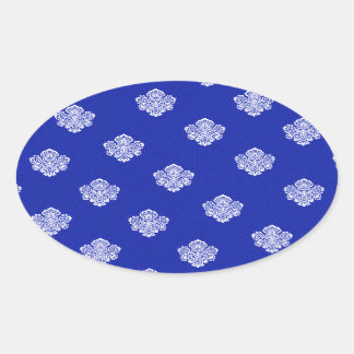 baroque, royal, blue, ornaments, pattern, texture oval sticker
