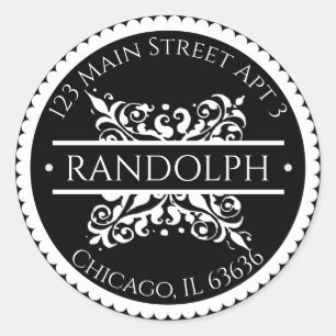 Baroque Scalloped Edge Address Classic Round Sticker