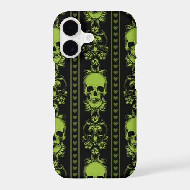 Baroque Skull Stripe Pattern Green (Back)