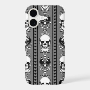Baroque Skull Stripe Pattern Grey