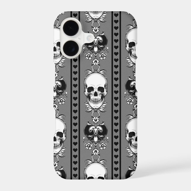 Baroque Skull Stripe Pattern Grey (Back)
