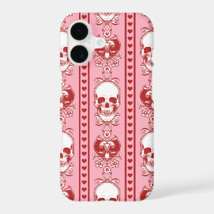 Baroque Skull Stripe Pattern Pink Red