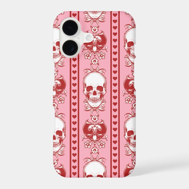 Baroque Skull Stripe Pattern Pink Red (Back)