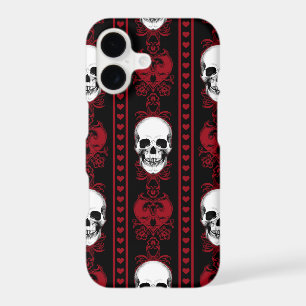 Baroque Skull Stripe Pattern Red