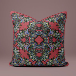 Baroque Splendour Pillow in Wine Red