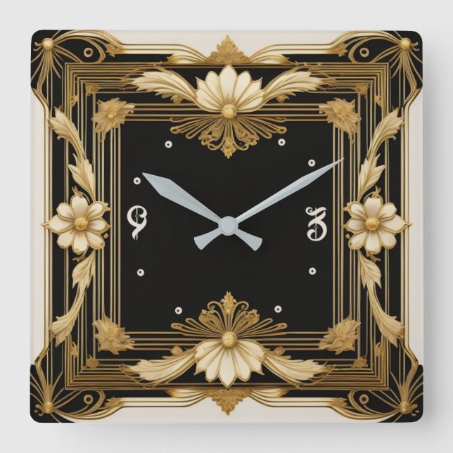 Baroque Square Wall Clock (Front)