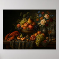 Baroque Still Life with Fruit and Lobster