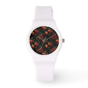 Baroque Strawberries and Roses Seamless Pattern Watch