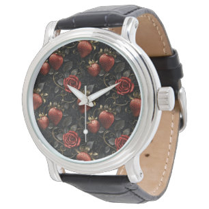 Baroque Strawberries and Roses Seamless Pattern Watch