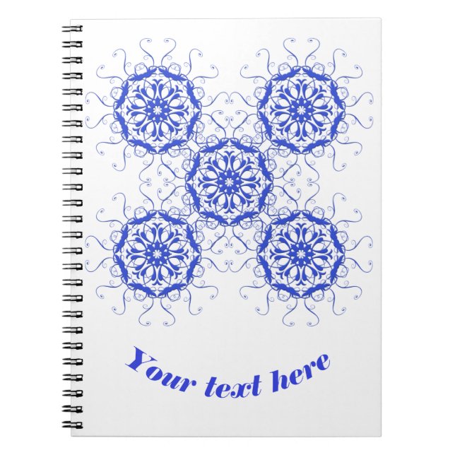baroque style blue element.text. notebook (Front)