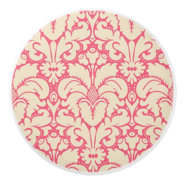 Baroque style damask background 2 ceramic knob (Front)