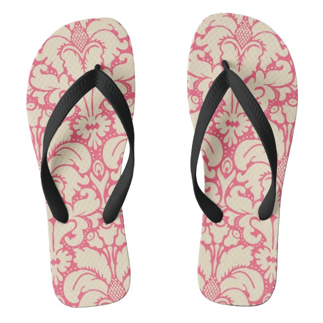 Baroque style damask background 2 flip flops (Footbed)