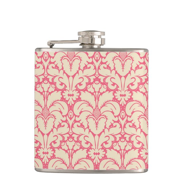 Baroque style damask background 2 hip flask (Front)