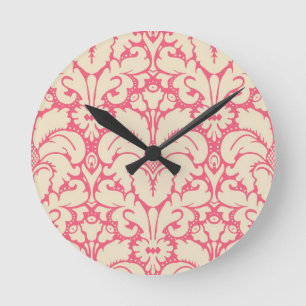 Baroque style damask background 2 round clock